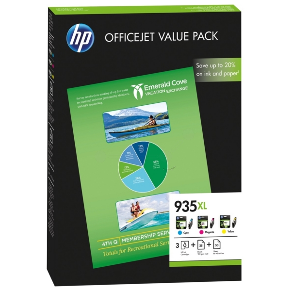 Original HP 935XL Combo Value Pack C/Y/M Ink (F6U78AE)